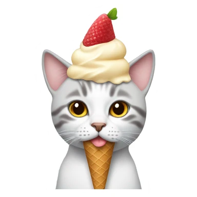 Cat with a icecream on her head  sticker