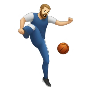 man with beard kicking viruss as ball sticker