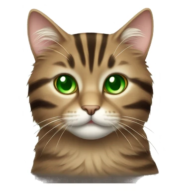 fluffy brown striped cat with green eyes sticker
