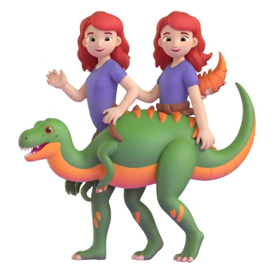 Red-haired girl with a dinosaur tail and animal paws instead of hands and feet sticker