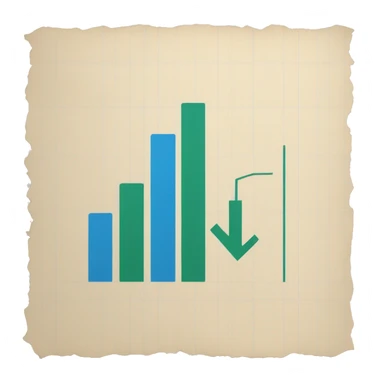 a paper with a bar chart and an upward trend sticker