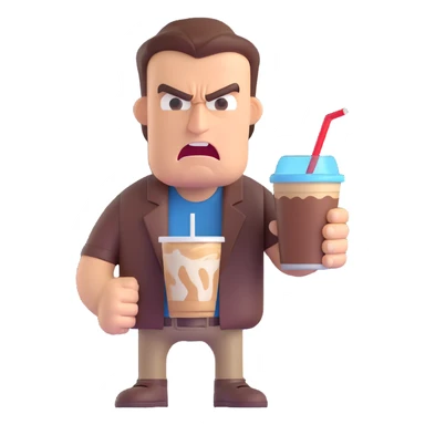 angry man with cold coffee sticker
