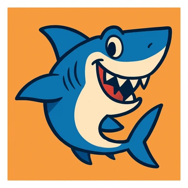a shark in a playful cartoon style, simple and bold sticker