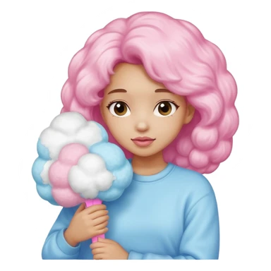 A girl hugging a big cotton candy puff sticker
