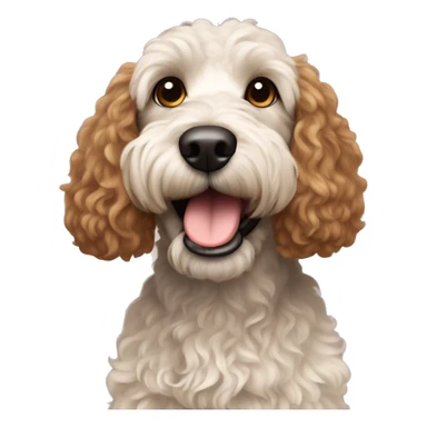 A spoodle breed dog with curly brown short hair  sticker