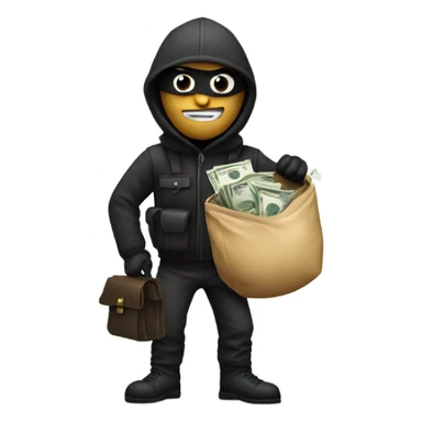 Robber with bag of cash sticker