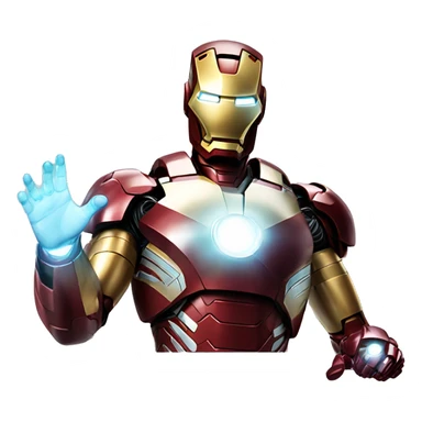 Iron Man with hologram form his hand in right side of iron man. sticker