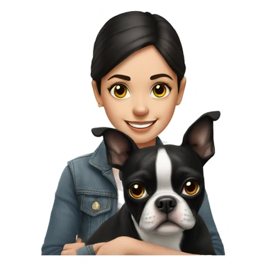 black boston terrier with girl sticker