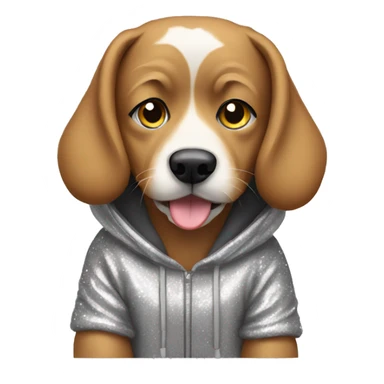 Dog wearing a glitter hoodie sticker