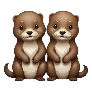 A white and two brown otters covered in white paint sticker