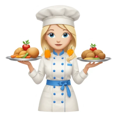 Full body 
Sexy Long Blonde hair blue eyed female chef sticker