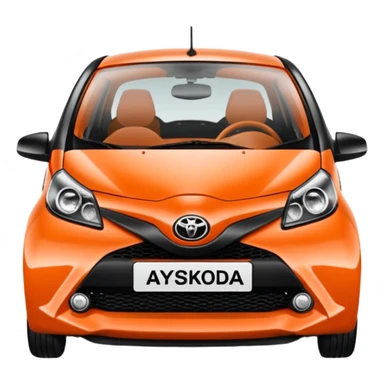 Make an emoji of an orange Toyota aygo that says “when I grow up I want to be a ŠKODA” sticker