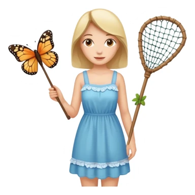 woman holding butterfly net sticker