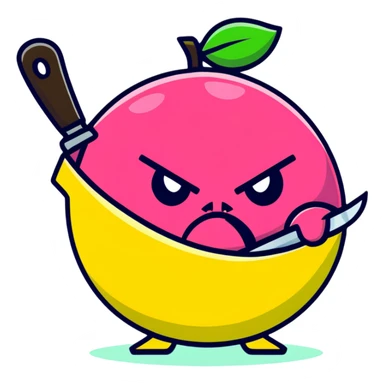 pink angry lemon with a knife sticker