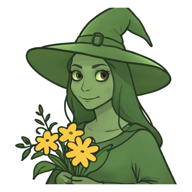 Witch with flowers sticker