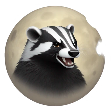 angry badger on the moon sticker