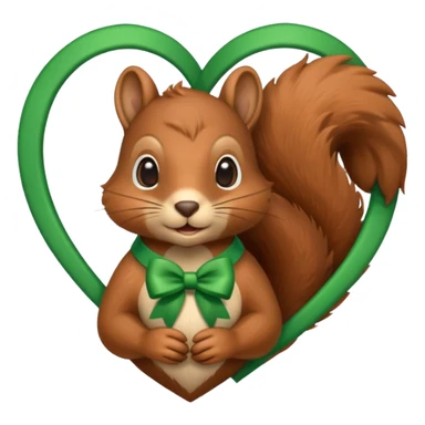 Squirrel in a heart with a green ribbon sticker