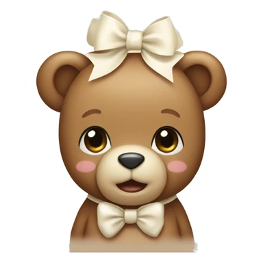 Cute teddy bear with a cream bow sticker