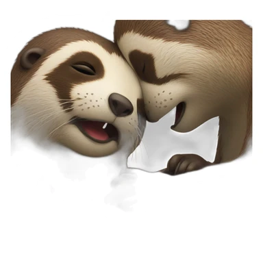 otter and sloth kissing sticker