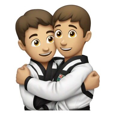 One jiujitsu boy hugging another jiujitsu boy sticker