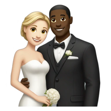 Interracial marriage white woman black man happy sticker