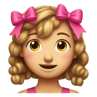 blushing emoji face with a pink bow sticker