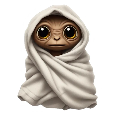E.T. wrapped in a blanket like a baby sticker