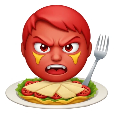 Angry emoji that’s eating a lot of food sticker