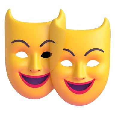 drama masks showing extreme emotions - one with exaggerated smile, one with dramatic frown sticker