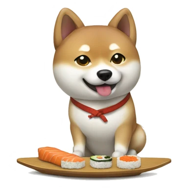 Shiba Inu dog eating sushi  sticker