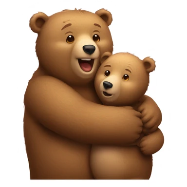 Daddy bear and baby bear hugging in love with a heart sticker