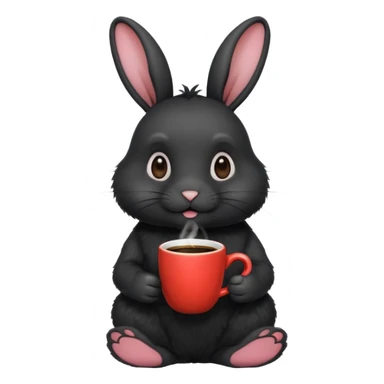 black rabbit with coffee sticker