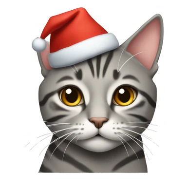 gray tabby cat in a New Year's hat sticker