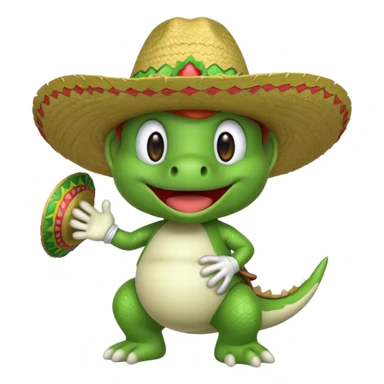 Yoshi with a sombrero sticker