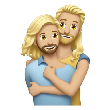 blonde woman long hair, hugging a blonde man with beard. he short hair sticker