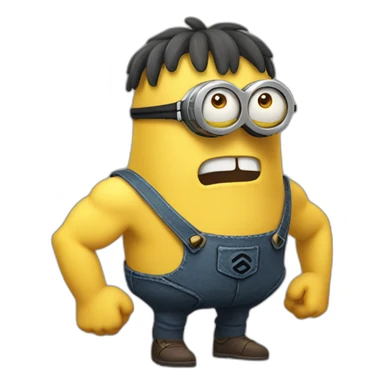 cursed minion with big muscles sticker