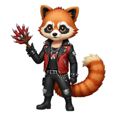 full body punk red panda with red roots and black hair sticker