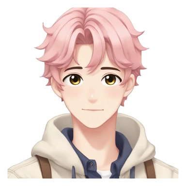 Gorgeous romantic hot attractive anime style modern gentlemanly anime shojo guy with pretty ponytail hair and colorful eyes and blushing face aesthetic trending style  pastelcore cottagecore kawaiicore sticker