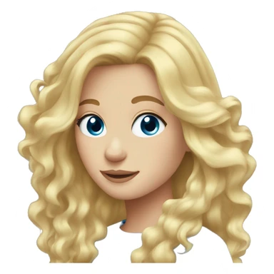 blonde hair blue eyes girl windy hair sticker