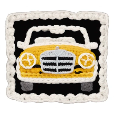 crochet granny square with Mercedes sticker