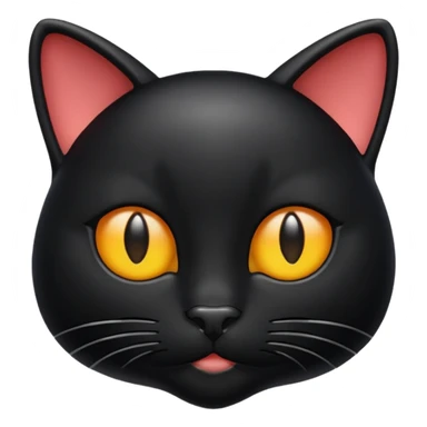 black cat emoji, apple style, facing forward sticker
