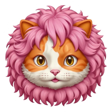 Orange cat wearing pink curly wig  sticker