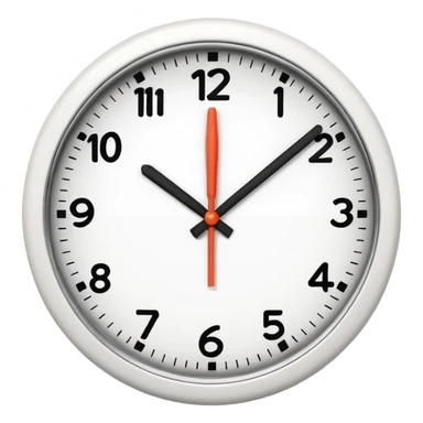 A 3D cartoon clock showing a few minutes before twelve, clean minimal background, Memoji-style. sticker