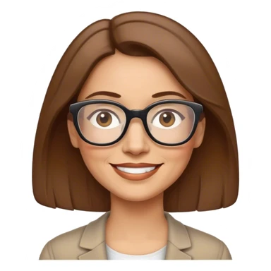 Smart female with glasses aged 48 brown hair happy and smart looking  sticker