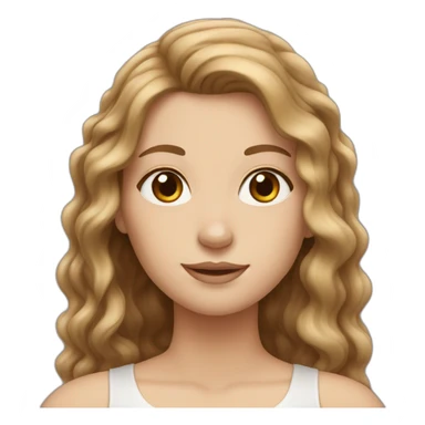 white Girl with brown long wave hair sticker