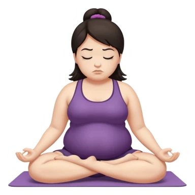 Sad fat girl doing yoga crow pose dark hair sticker