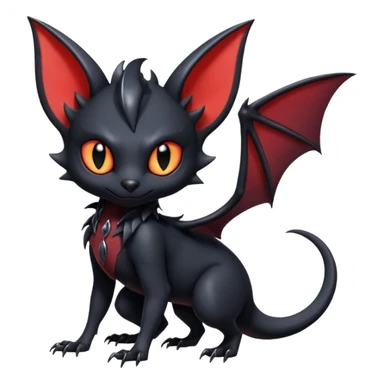 Futuristic Black Cute Dark Abyssal Vampiric Batty Ethereal Modern Salandit-Litten-Noibat-Abyss-Lykoi-Fakémon-creature-hybrid Full Body sticker