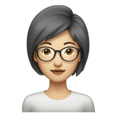 asian woman with round thin glasses sticker