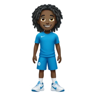 Black boy  dreads smiling in a  blueNike tech sticker