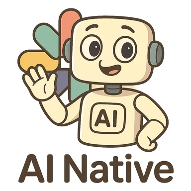 Slack-style icon with the text 'AI Native', modern, clean, rounded shapes, harmonious color palette, suitable for a tech product logo. sticker
